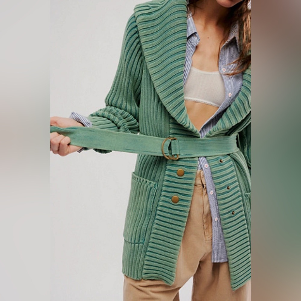 Free People Green Ribbed Sweater - Picture 8 of 9